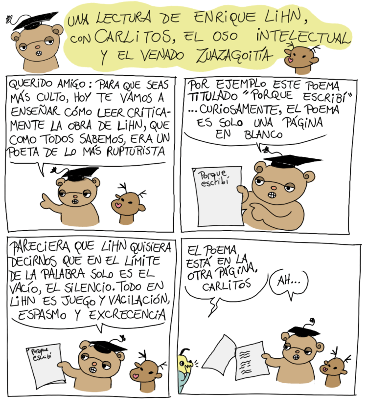 poema de enrique lihn con carlitos el oso intelectual